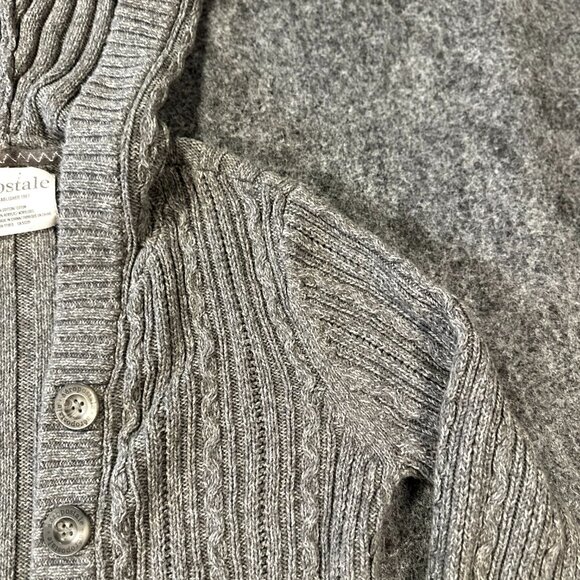 Aeropostale Womens Y2K Gray Cable Knit Hooded Button Sweater Cardigan M, Cozy - Picture 8 of 12
